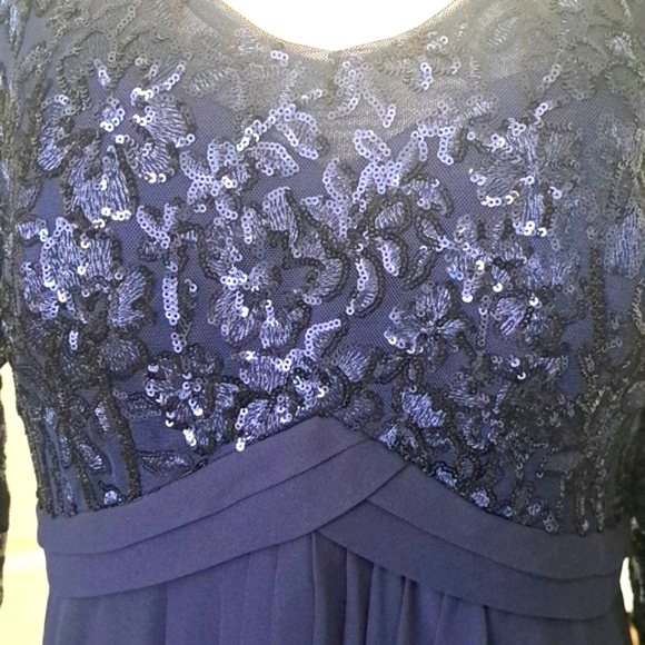 Alex Evening 14 Petite Empire Waist Sequin aline with cascade style 8296784 NWT - Picture 4 of 12